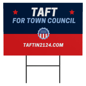 Political campaign signs. Yard signs for politicians